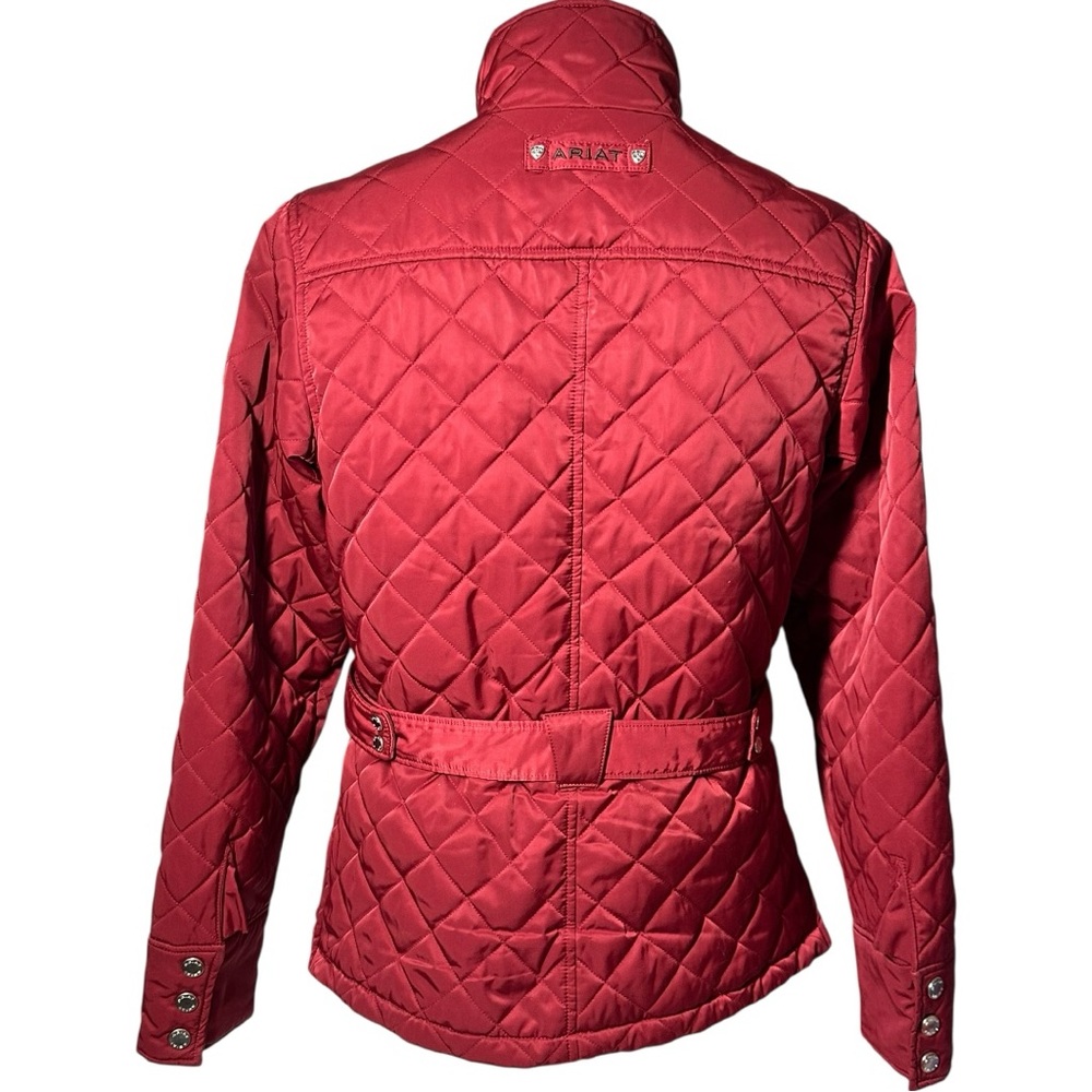 Ariat Red Quilted Jacket Women's Small Pockets Lined Full Zipper Snaps - Picture 9 of 15